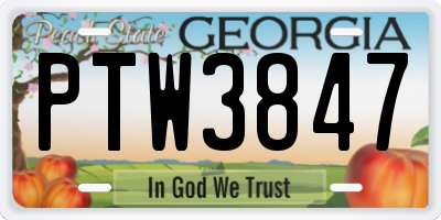GA license plate PTW3847