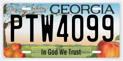 GA license plate PTW4099