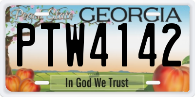 GA license plate PTW4142