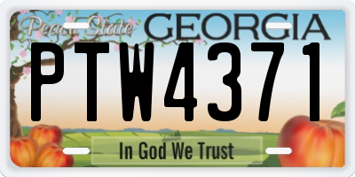 GA license plate PTW4371