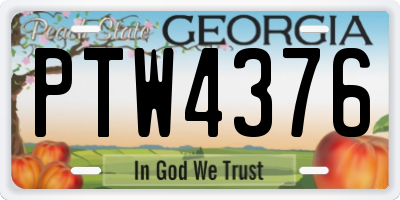 GA license plate PTW4376
