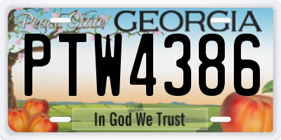 GA license plate PTW4386
