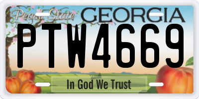 GA license plate PTW4669