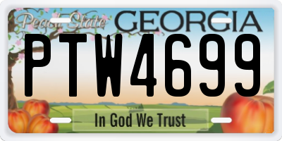 GA license plate PTW4699