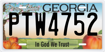 GA license plate PTW4752