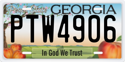 GA license plate PTW4906