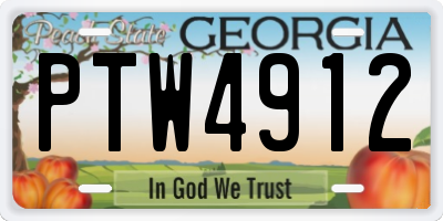 GA license plate PTW4912