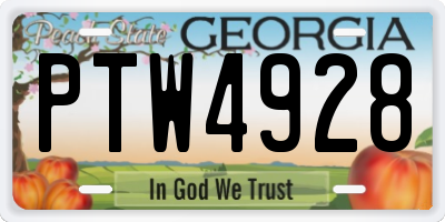 GA license plate PTW4928