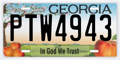 GA license plate PTW4943