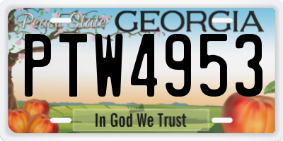 GA license plate PTW4953