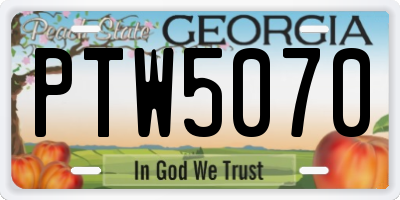 GA license plate PTW5070