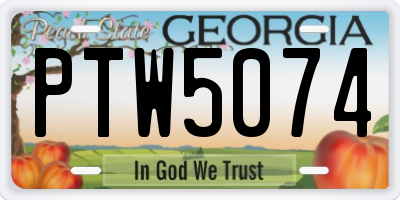 GA license plate PTW5074