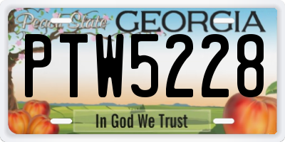 GA license plate PTW5228