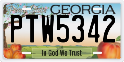 GA license plate PTW5342