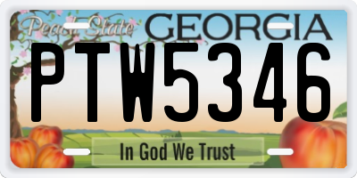 GA license plate PTW5346