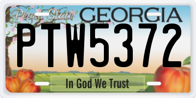 GA license plate PTW5372