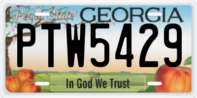 GA license plate PTW5429