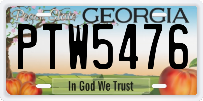GA license plate PTW5476