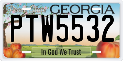 GA license plate PTW5532