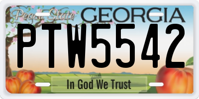 GA license plate PTW5542