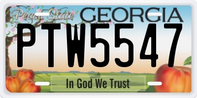GA license plate PTW5547