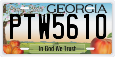GA license plate PTW5610