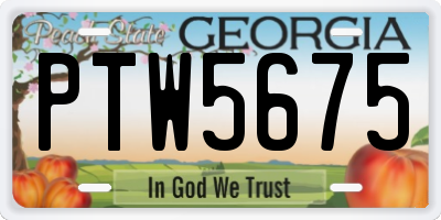 GA license plate PTW5675