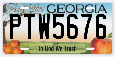 GA license plate PTW5676