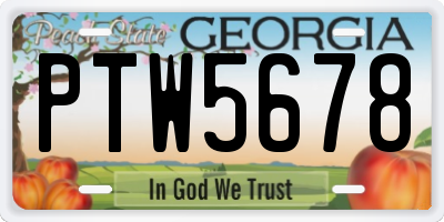 GA license plate PTW5678