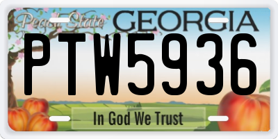 GA license plate PTW5936