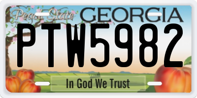 GA license plate PTW5982