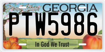 GA license plate PTW5986