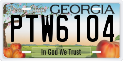 GA license plate PTW6104