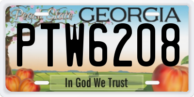 GA license plate PTW6208