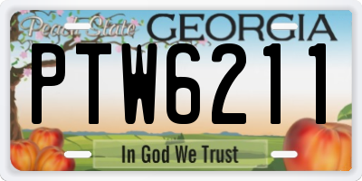 GA license plate PTW6211