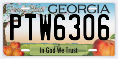 GA license plate PTW6306