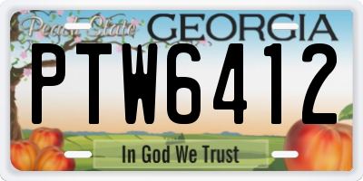 GA license plate PTW6412