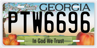 GA license plate PTW6696