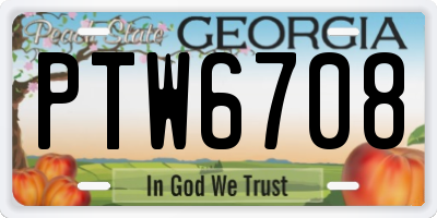 GA license plate PTW6708