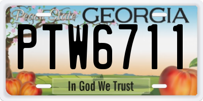 GA license plate PTW6711