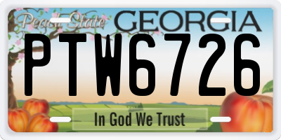 GA license plate PTW6726