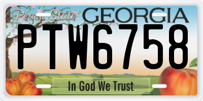 GA license plate PTW6758