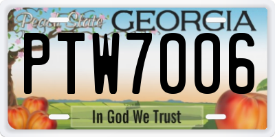 GA license plate PTW7006