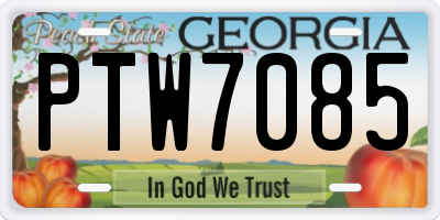 GA license plate PTW7085