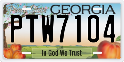 GA license plate PTW7104