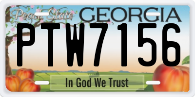GA license plate PTW7156