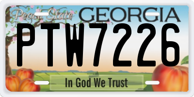 GA license plate PTW7226