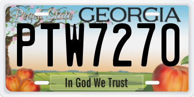 GA license plate PTW7270
