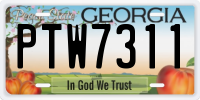GA license plate PTW7311