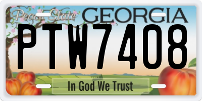 GA license plate PTW7408